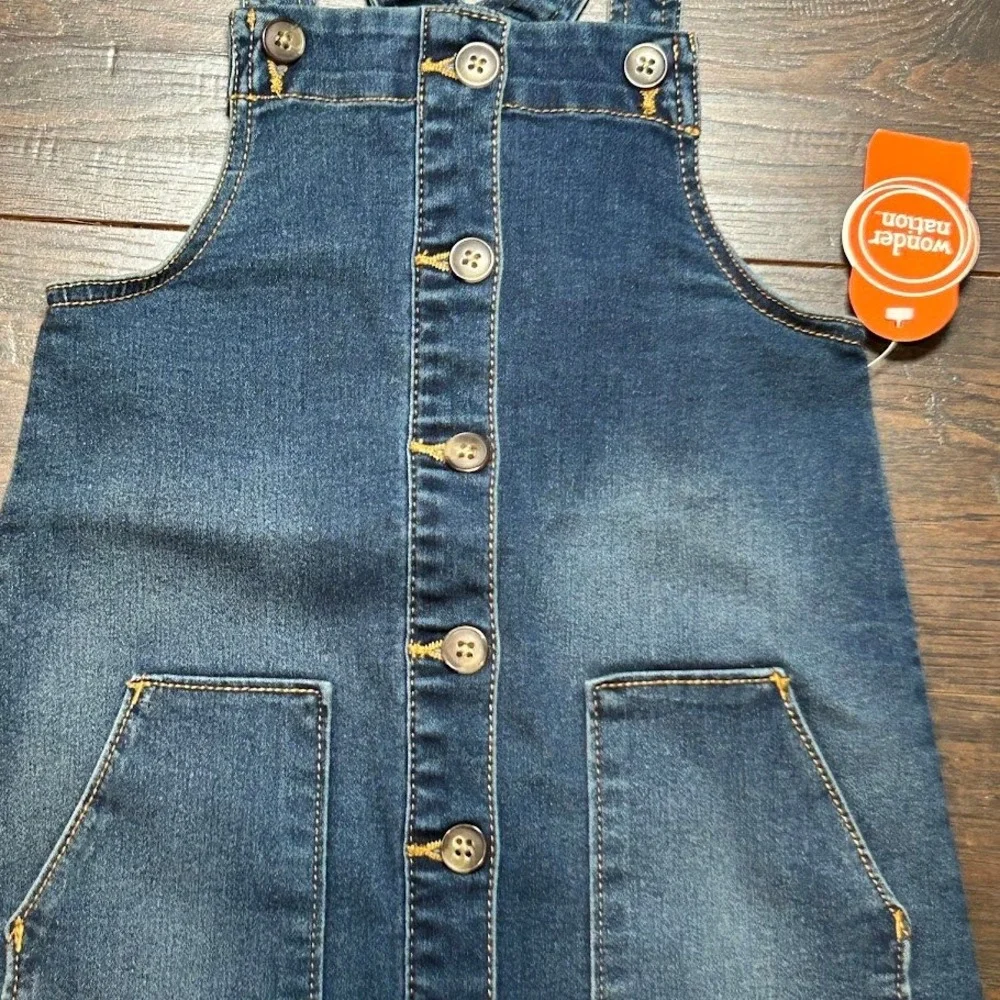 Wonder Nation Girls Denim Jumper‎ Dress Button Front Pockets Stretch 5T